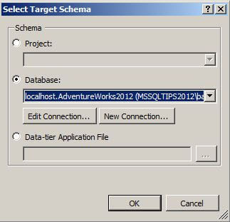 SQL Server Data Tools - Select Target Schema